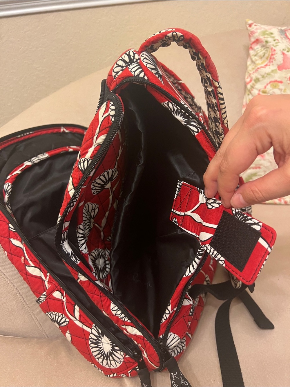 Vera Bradley Red Quilted Floral Backpack - Picture 8 of 12